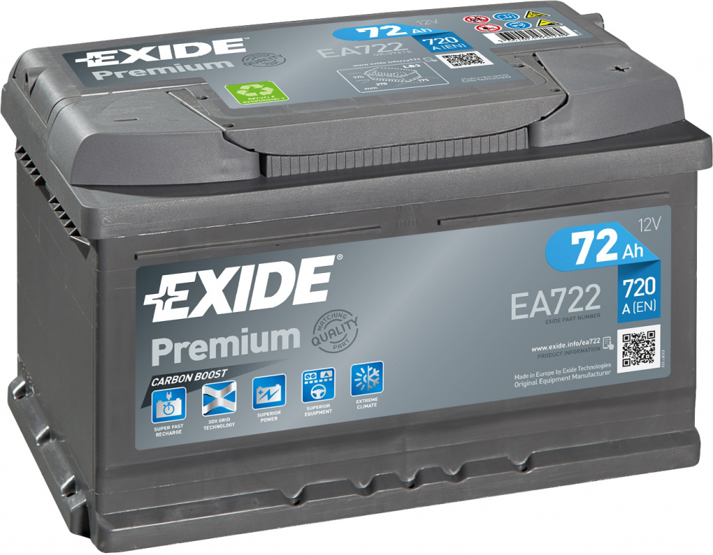Exide Premium (72 Ah) 720 A R+ Exide Premium (72 Ah) 720 A R+