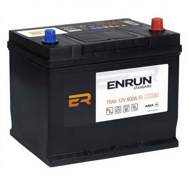 Аккумулятор ENRUN Asia 70 Ач 600А (Азиатский корпус) Аккумулятор ENRUN Asia 70 Ач 600А (Азиатский корпус)