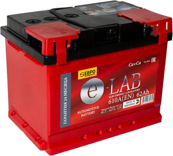 E-Lab 6СТ-62 (62 Ah) 610 А E-Lab 6СТ-62 (62 Ah) 610 А