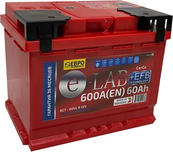 E-Lab EFB ( 60 Ah) 600 А E-Lab EFB ( 60 Ah) 600 А
